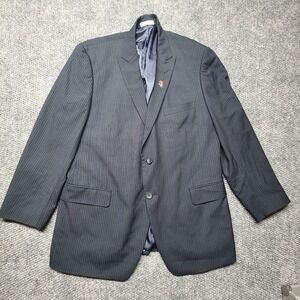 Perry Ellis Portfolio Mens 46h Grey Striped Suit Jacket 39w Pants Suit Set